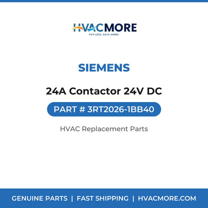 Siemens 24A Contactor 24V DC 3RT2026-1BB40