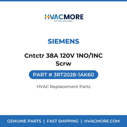 Siemens Cntctr 38A 120V 1NO/1NC Scrw 3RT2028-1AK60