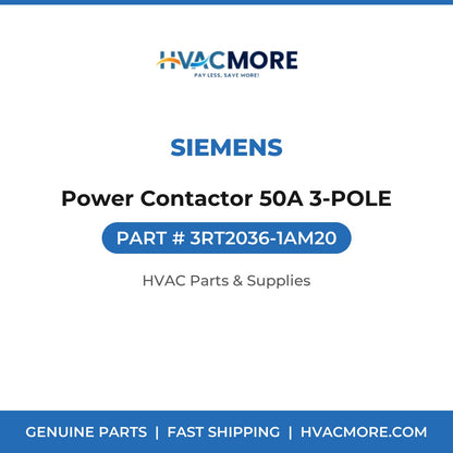Siemens Power Contactor 50A 3-POLE 3RT2036-1AM20