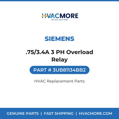Siemens .75/3.4A 3 PH Overload Relay 3UB81134BB2