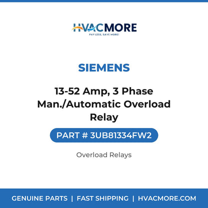 Siemens 13-52 Amp, 3 Phase Man./Automatic Overload Relay 3UB81334FW2