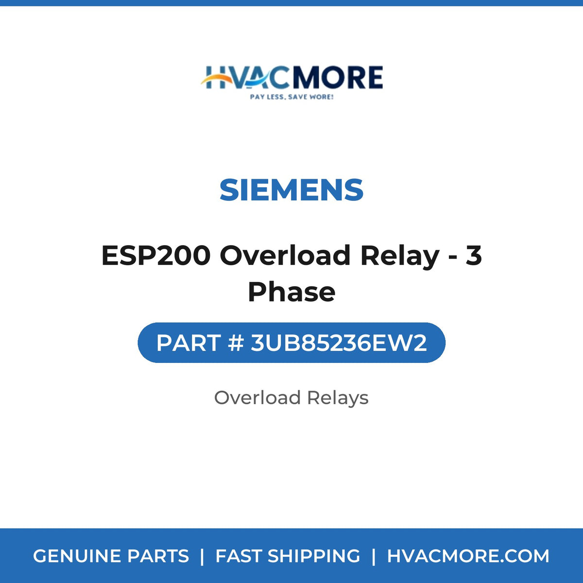 Siemens ESP200 Overload Relay - 3 Phase 3UB85236EW2