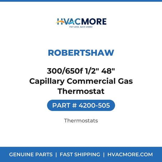 Robertshaw 300/650f 1/2" 48" Capillary Commercial Gas Thermostat 4200-505