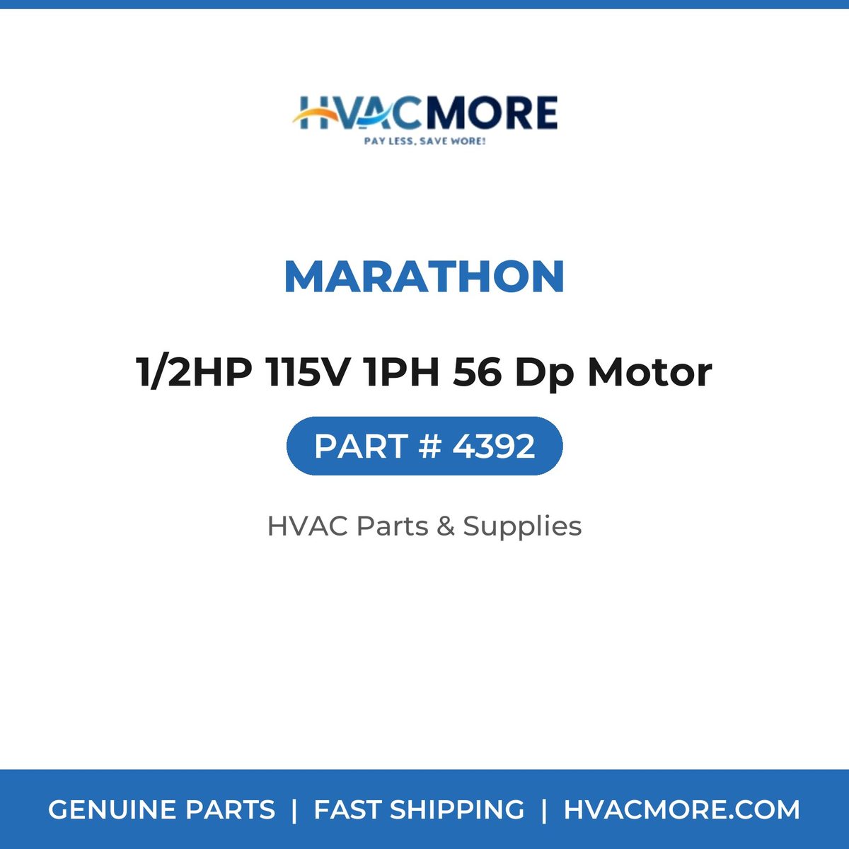 Marathon 1/2HP 115V 1PH 56 Dp Motor 4392