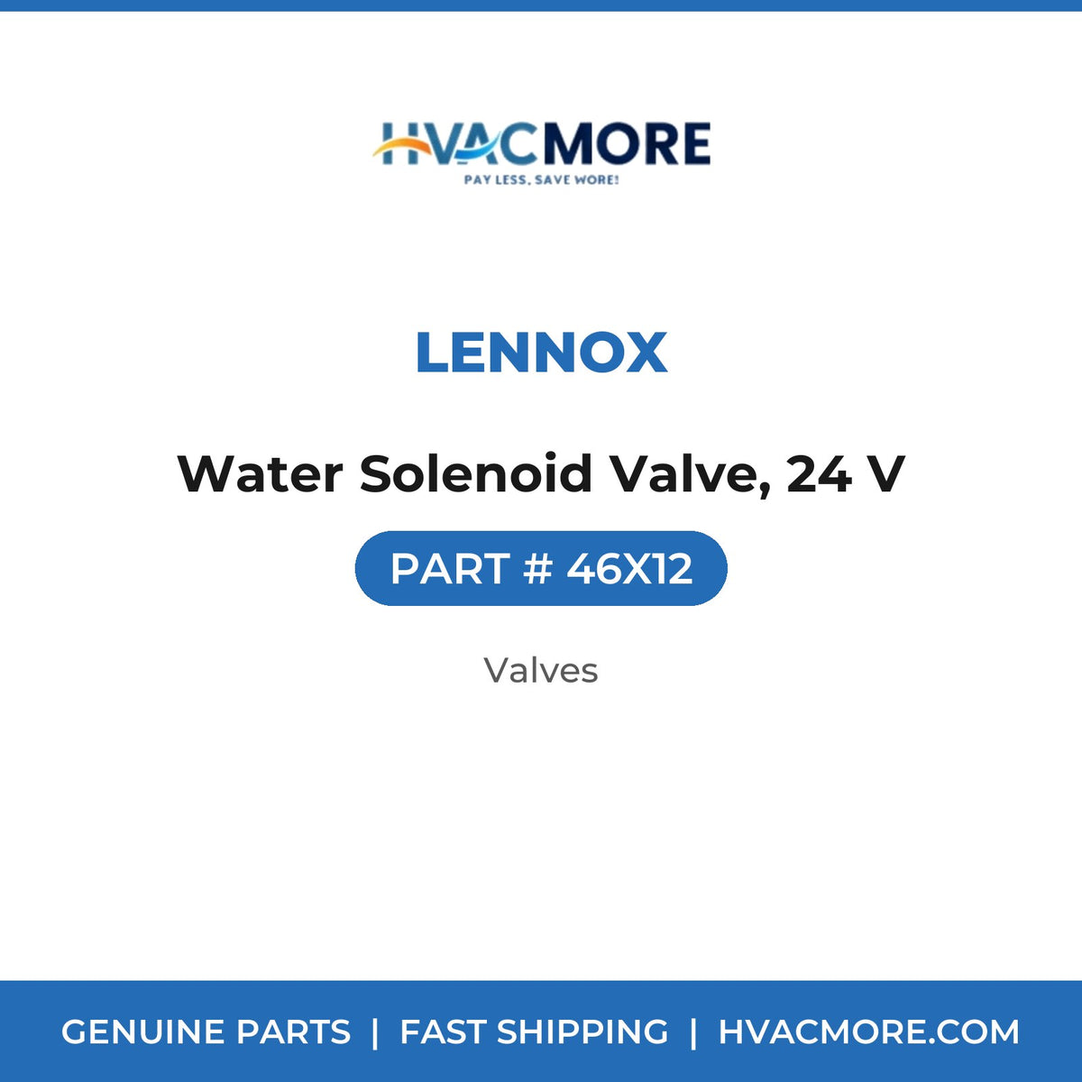 Lennox Water Solenoid Valve, 24 V 46X12