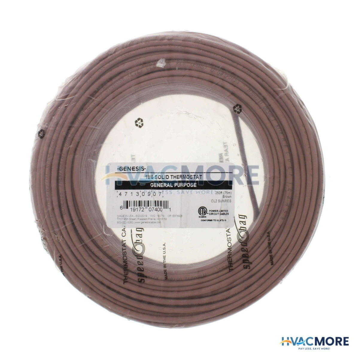 Genesis Cable 250 ft - 18/5 Solid CL2 (PVC) Genesis Cable Thermostat Cable 47130907