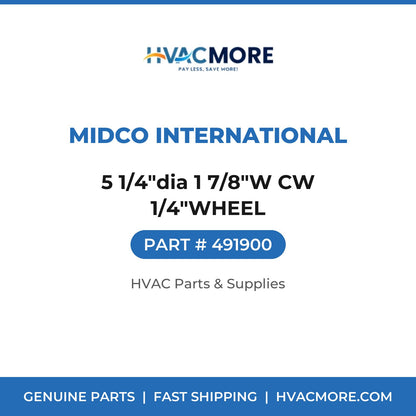 Midco International 5 1/4"dia 1 7/8"W CW 1/4"WHEEL 491900