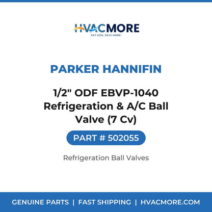 Parker Hannifin 1/2" ODF EBVP-1040 Refrigeration & A/C Ball Valve (7 Cv) 502055