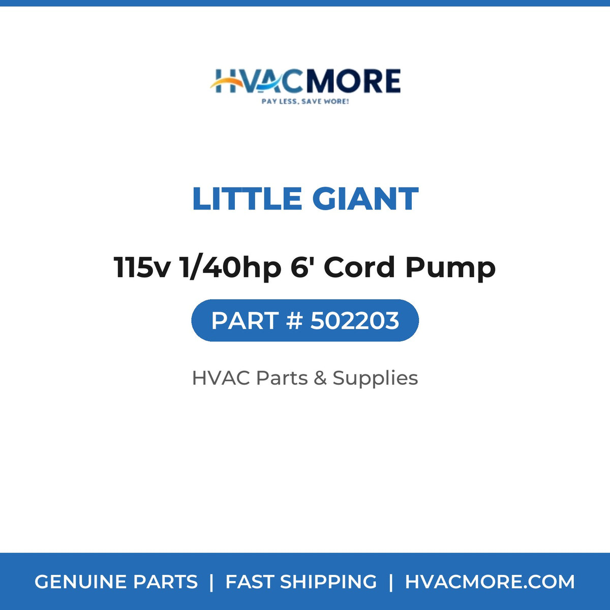 Little Giant 115v 1/40hp 6' Cord Pump 502203