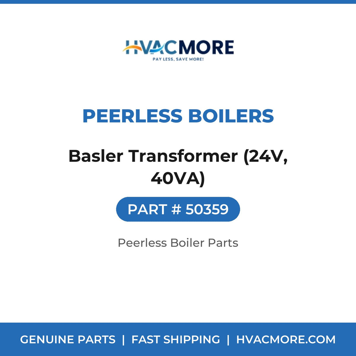 Peerless Boilers Basler Transformer (24V, 40VA) 50359
