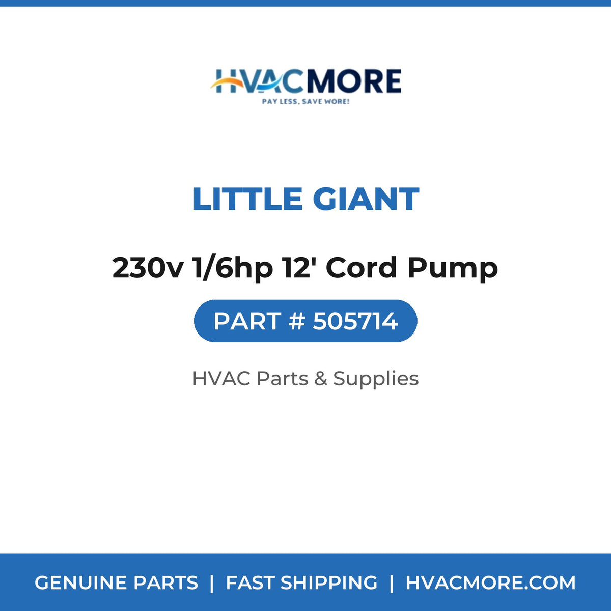 Little Giant 230v 1/6hp 12' Cord Pump 505714