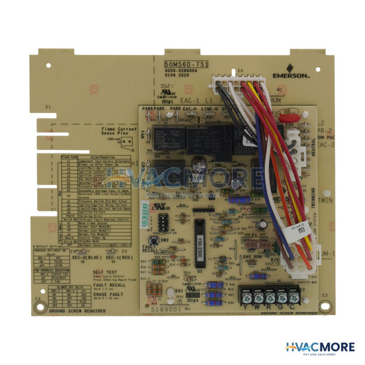White Rodgers Carrier Replacement Integrated Furnace Control for Single Stage 120V HSI & PSC Blower Motors 50M56D-751