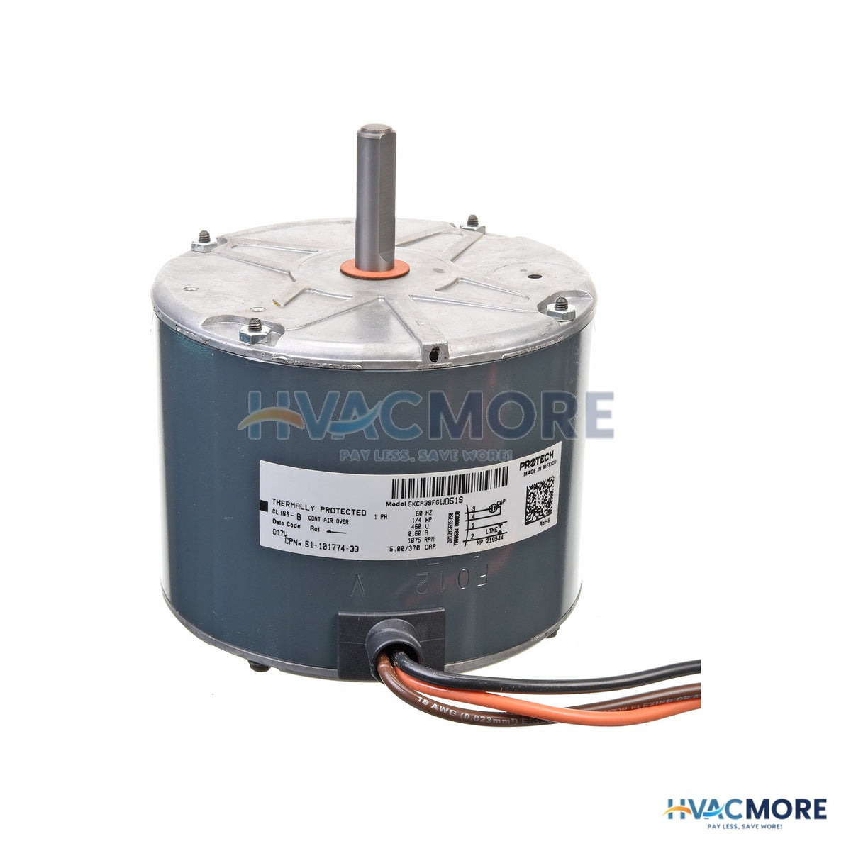 Rheem Condenser Motor - 1/4 HP 460/1/60 (1075 RPM/1 speed) 51-101774-33