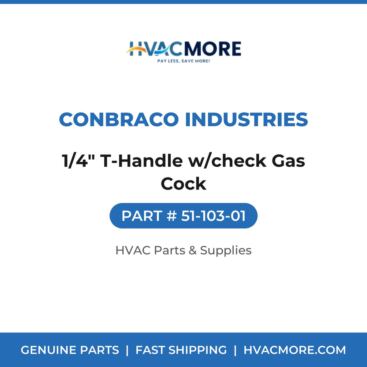 Conbraco Industries 1/4" T-Handle w/check Gas Cock 51-103-01