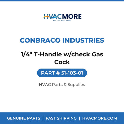 Conbraco Industries 1/4" T-Handle w/check Gas Cock 51-103-01