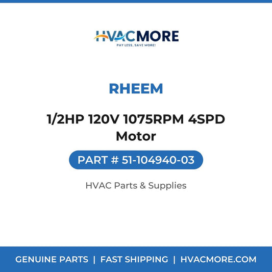 Rheem 1/2HP 120V 1075RPM 4SPD Motor 51-104940-03