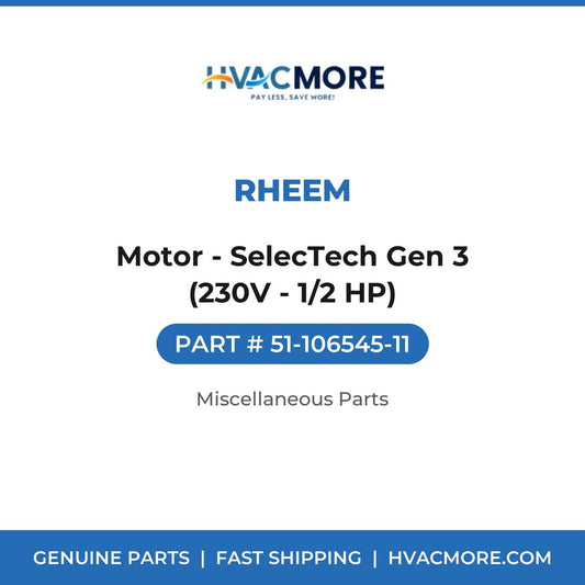 Rheem Motor - SelecTech Gen 3 (230V - 1/2 HP) 51-106545-11