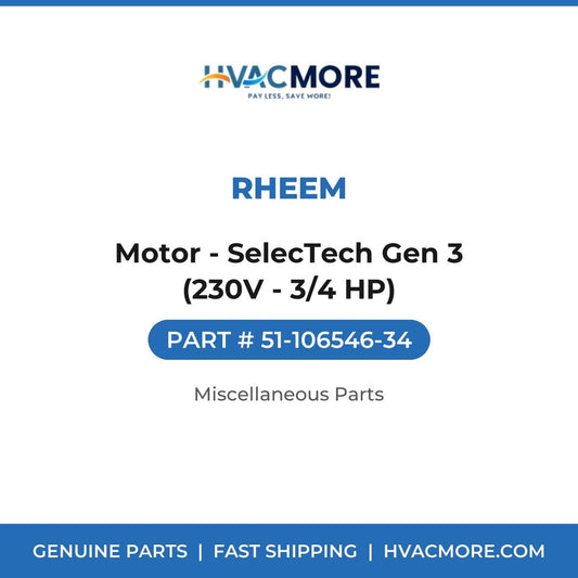 Rheem Motor - SelecTech Gen 3 (230V - 3/4 HP) 51-106546-34