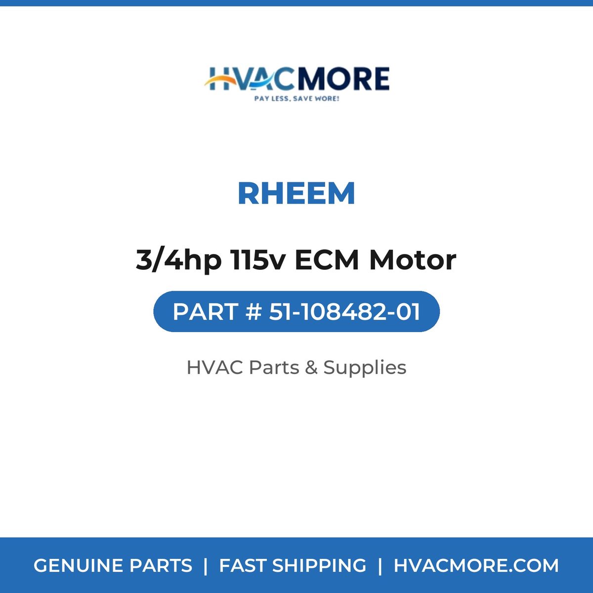 Rheem 3/4hp 115v ECM Motor 51-108482-01