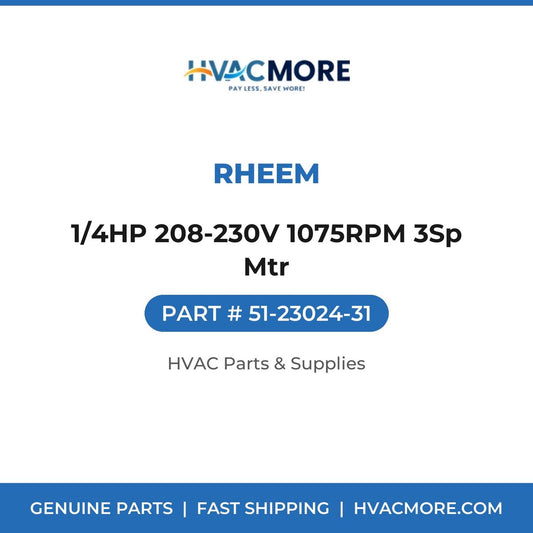 Rheem 1/4HP 208-230V 1075RPM 3Sp Mtr 51-23024-31