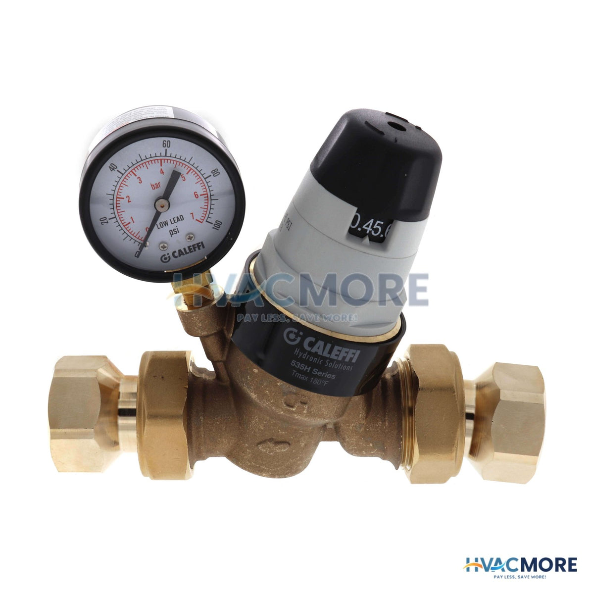Caleffi 1" NPTF Pressure Reducing Valve W/ Gauge (Low Lead, Pre-adjustable) 535361HA