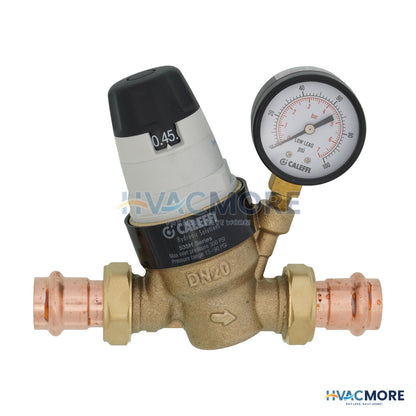 Caleffi 3/4" Press Pressure Reducing Valve W/ Gauge (Low Lead, Pre-adjustable) 535651HA