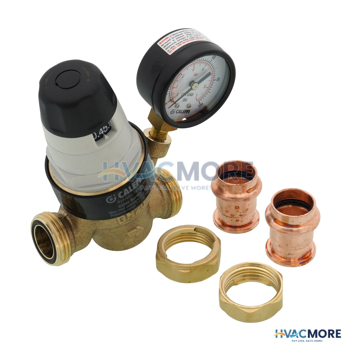 Caleffi 3/4" Press Pressure Reducing Valve W/ Gauge (Low Lead, Pre-adjustable) 535651HA