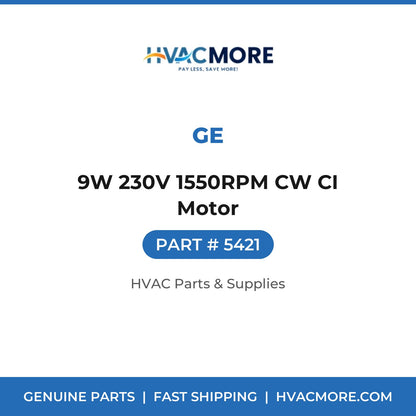 GE 9W 230V 1550RPM CW CI Motor 5421