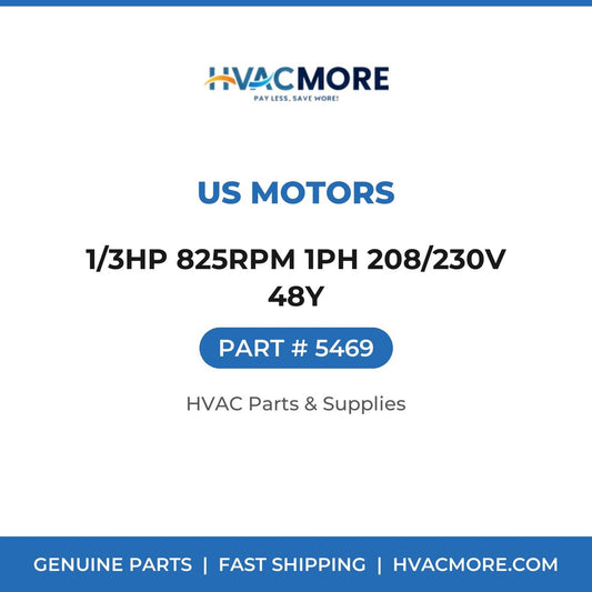 US Motors 1/3HP 825RPM 1PH 208/230V 48Y 5469