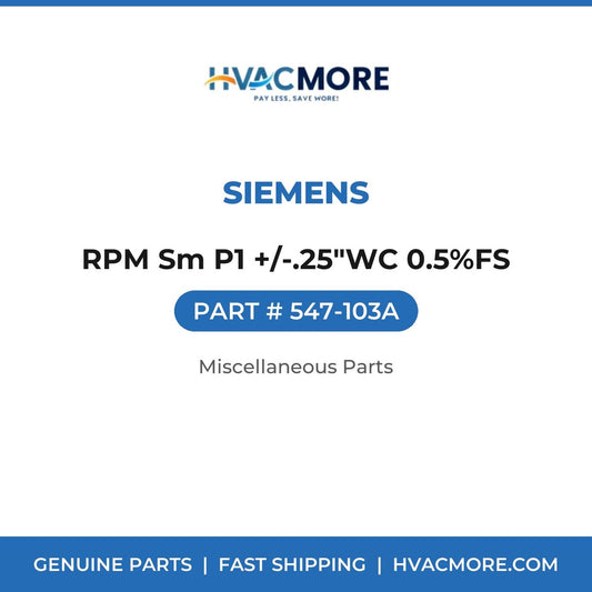 Siemens RPM Sm P1 +/-.25"WC 0.5%FS 547-103A