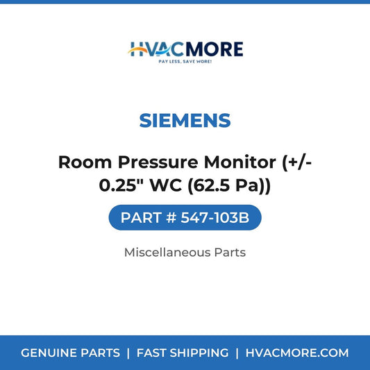 Siemens Room Pressure Monitor (+/- 0.25" WC (62.5 Pa)) 547-103B