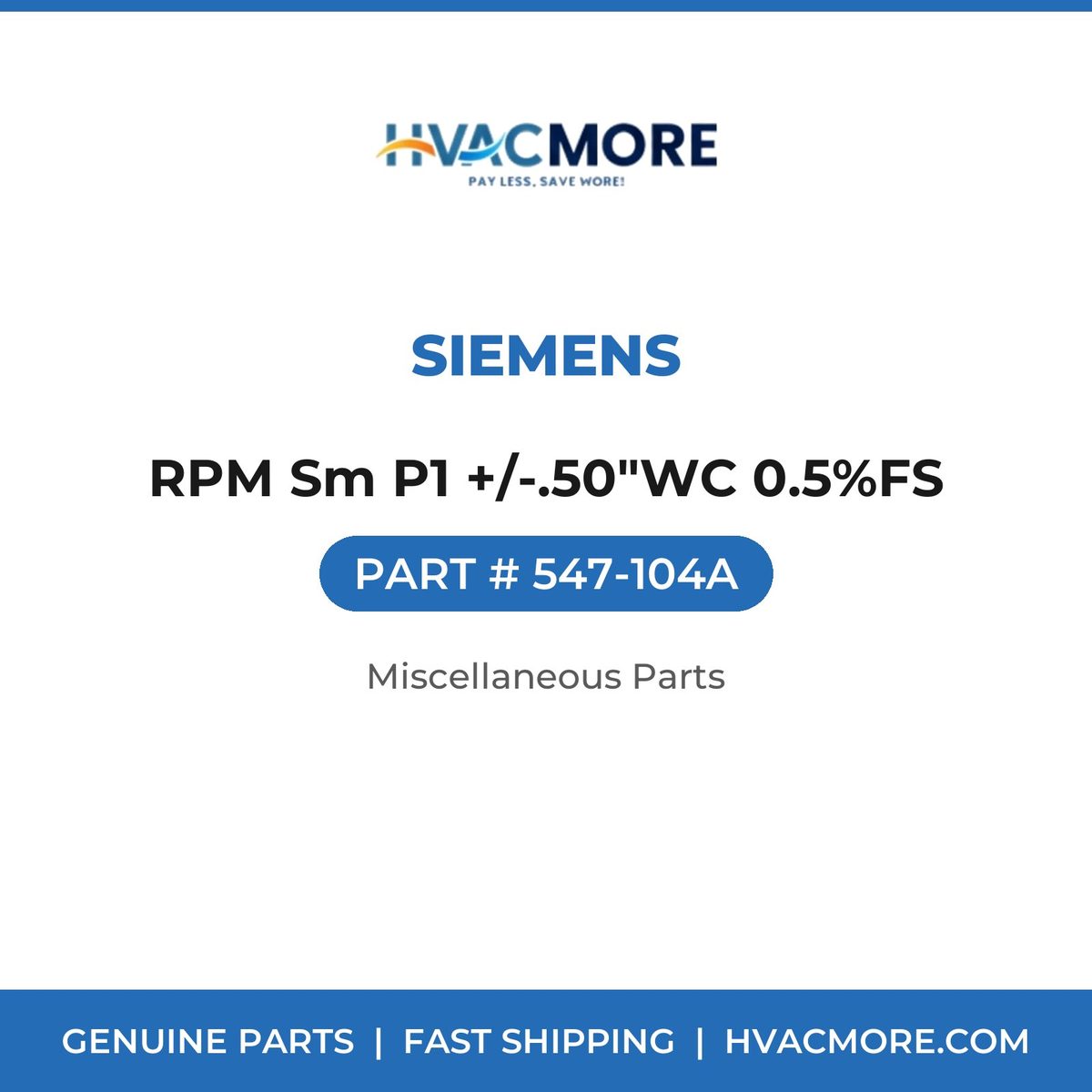 Siemens RPM Sm P1 +/-.50"WC 0.5%FS 547-104A