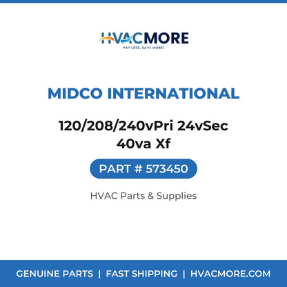 Midco International 120/208/240vPri 24vSec 40va Xf 573450