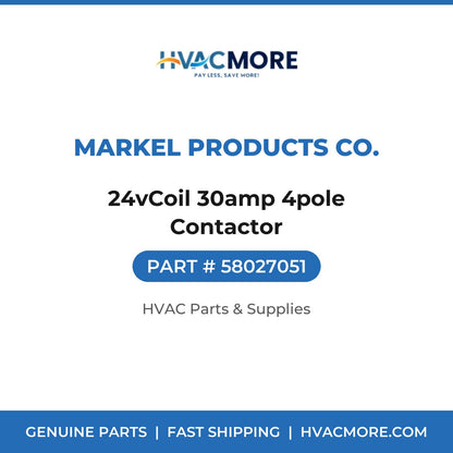 Markel Products Co. 24vCoil 30amp 4pole Contactor 58027051