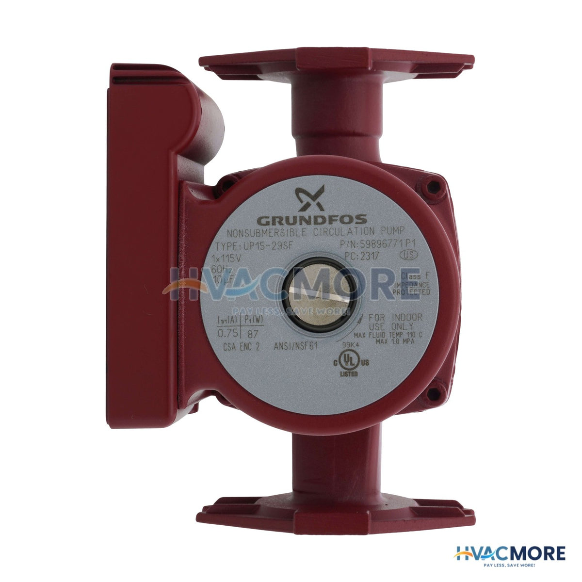 Grundfos UP15-29SF, SS 1-SPEED Circulator Pump (1/12 HP, 115V) 59896771