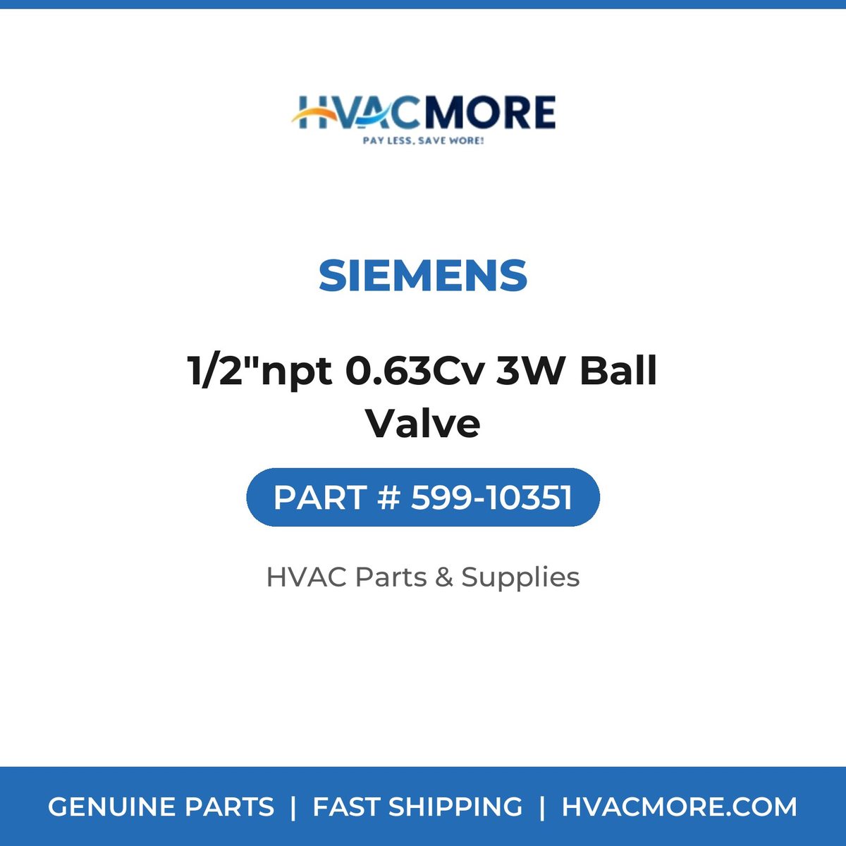 Siemens 1/2"npt 0.63Cv 3W Ball Valve 599-10351