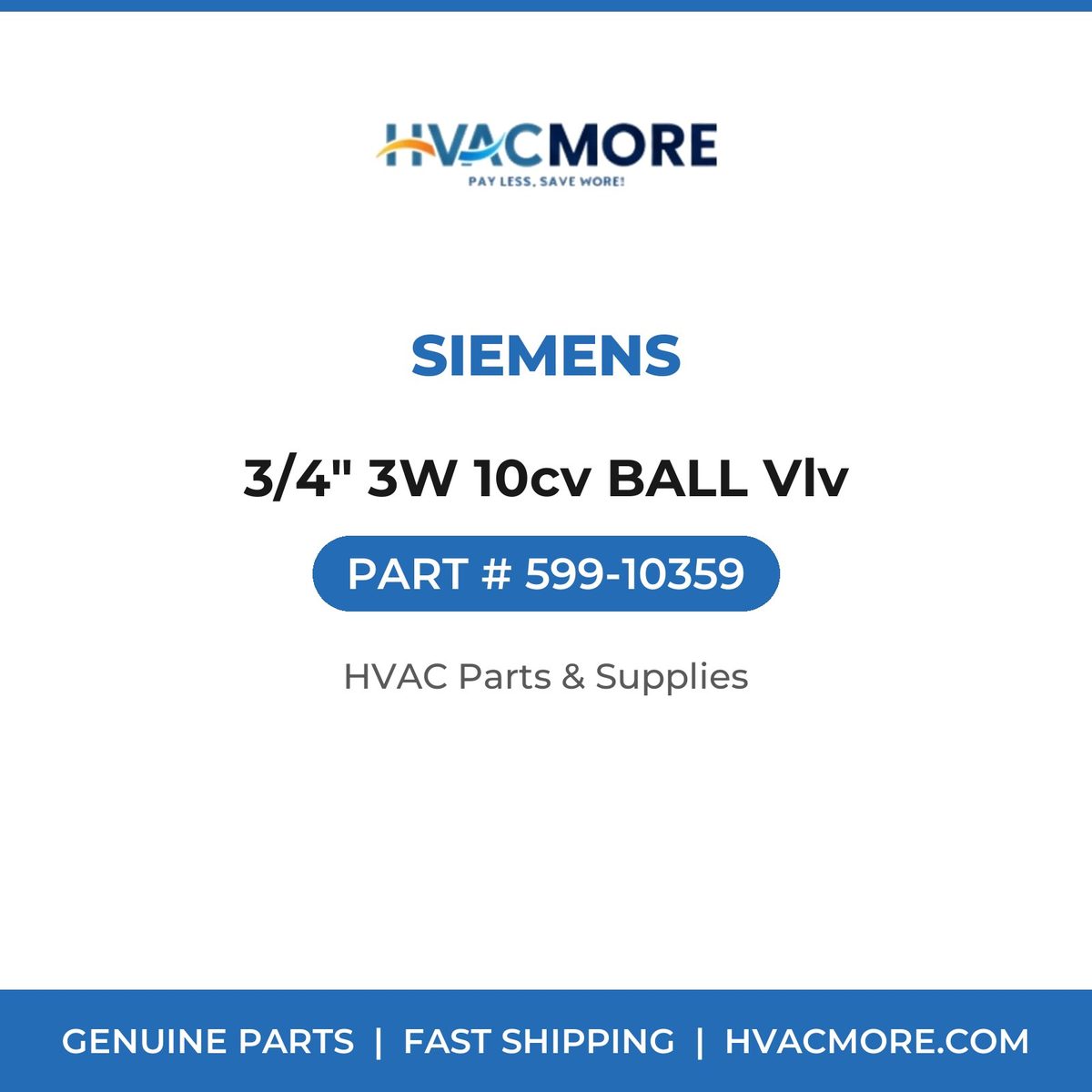 Siemens 3/4" 3W 10cv BALL Vlv 599-10359