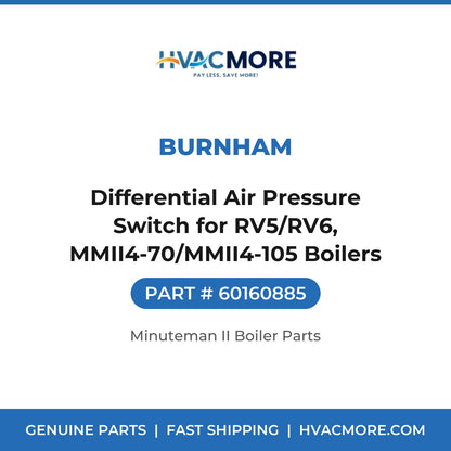 Burnham Differential Air Pressure Switch for RV5/RV6, MMII4-70/MMII4-105 Boilers 60160885