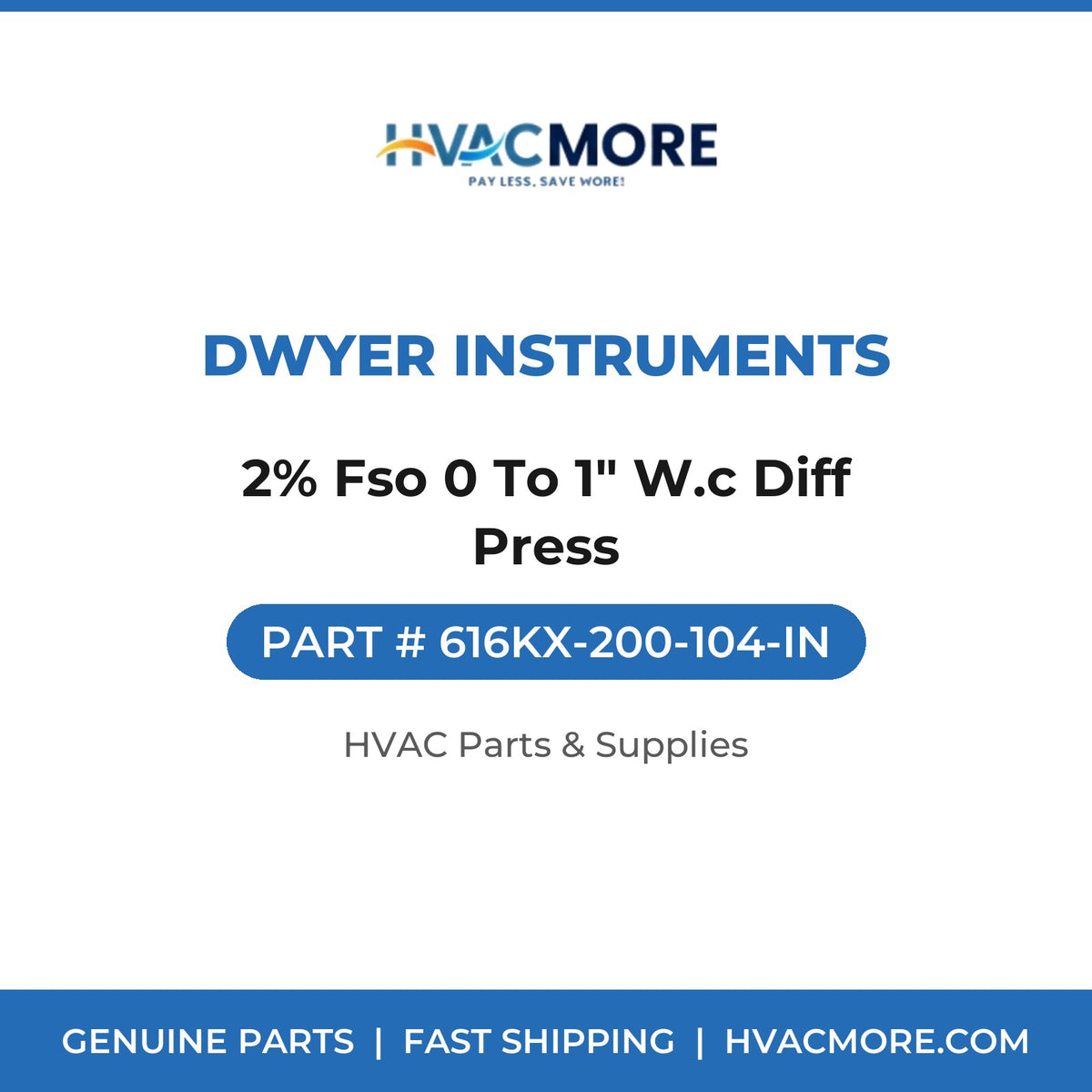 Dwyer Instruments 2% Fso 0 To 1" W.c Diff Press 616KX-200-104-IN