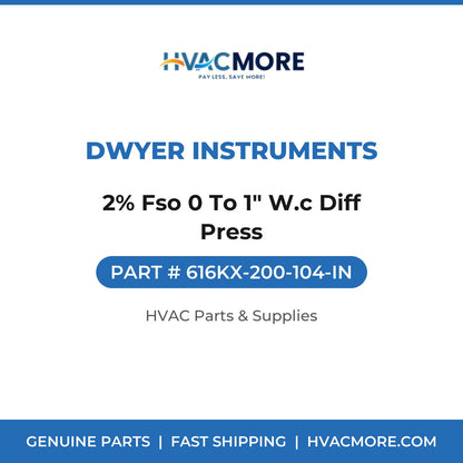 Dwyer Instruments 2% Fso 0 To 1" W.c Diff Press 616KX-200-104-IN