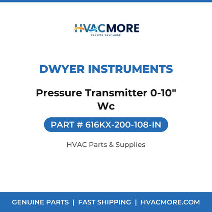 Dwyer Instruments Pressure Transmitter 0-10" Wc 616KX-200-108-IN