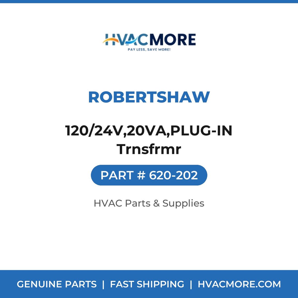 Robertshaw 120/24V,20VA,PLUG-IN Trnsfrmr 620-202