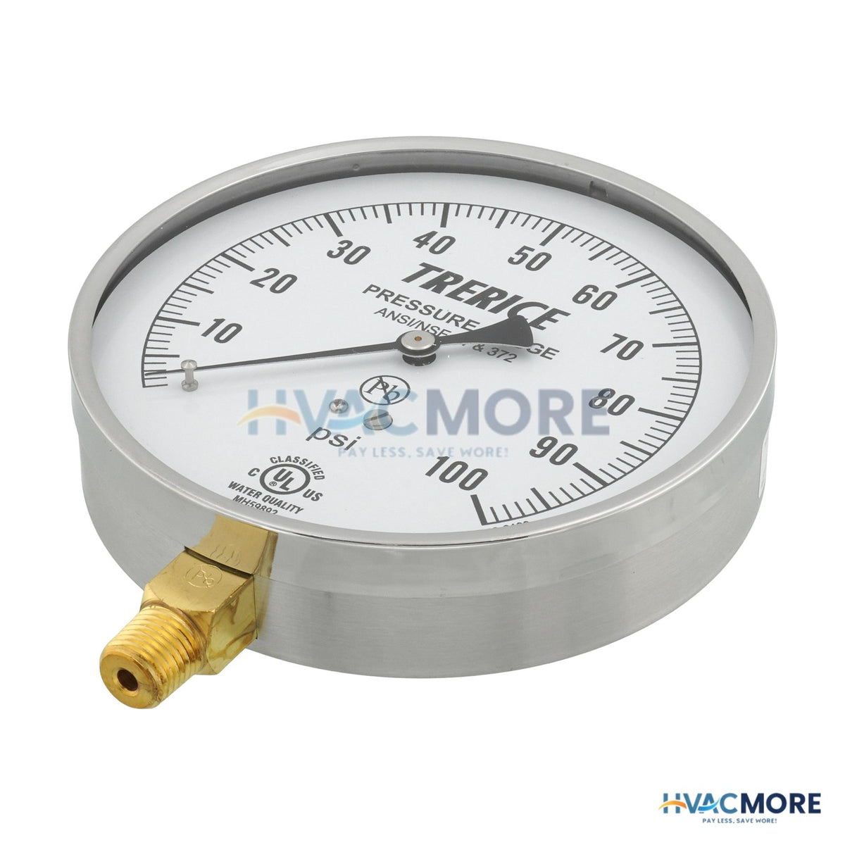 Trerice 620B, 4-1/2" Pressure Gauge with Lower Mount (0-100 PSI) 620B4502LA100