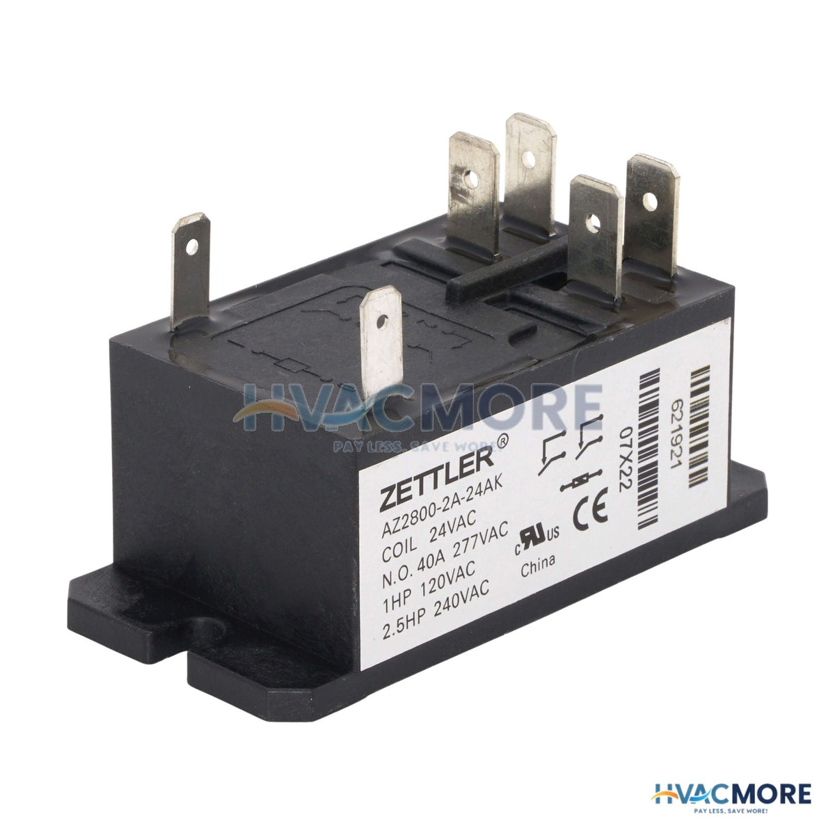 Nordyne 24V 30A DPST Electrical Heat Relay 621921R