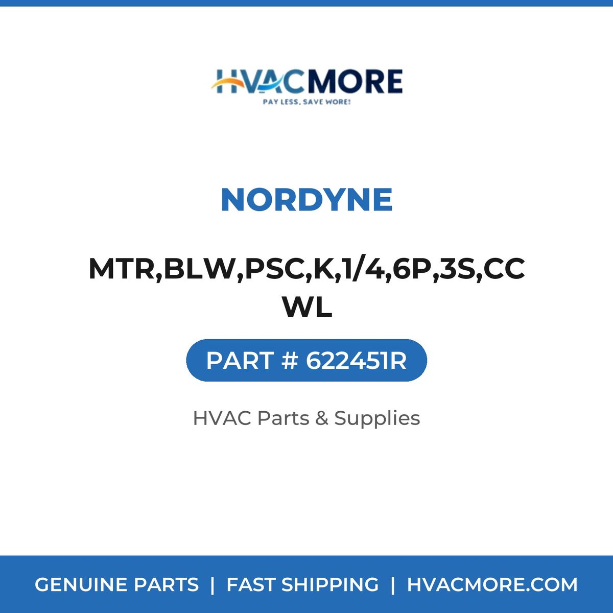 Nordyne MTR,BLW,PSC,K,1/4,6P,3S,CCWL 622451R