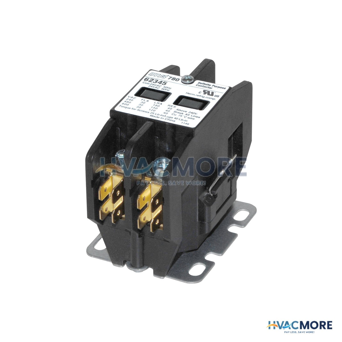 MARS 2 Pole Definite Purpose Contactor, A2L Compliant (30A, 480V) 62349