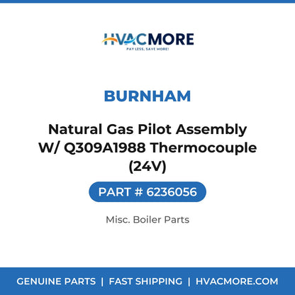 Burnham Natural Gas Pilot Assembly W/ Q309A1988 Thermocouple (24V) 6236056