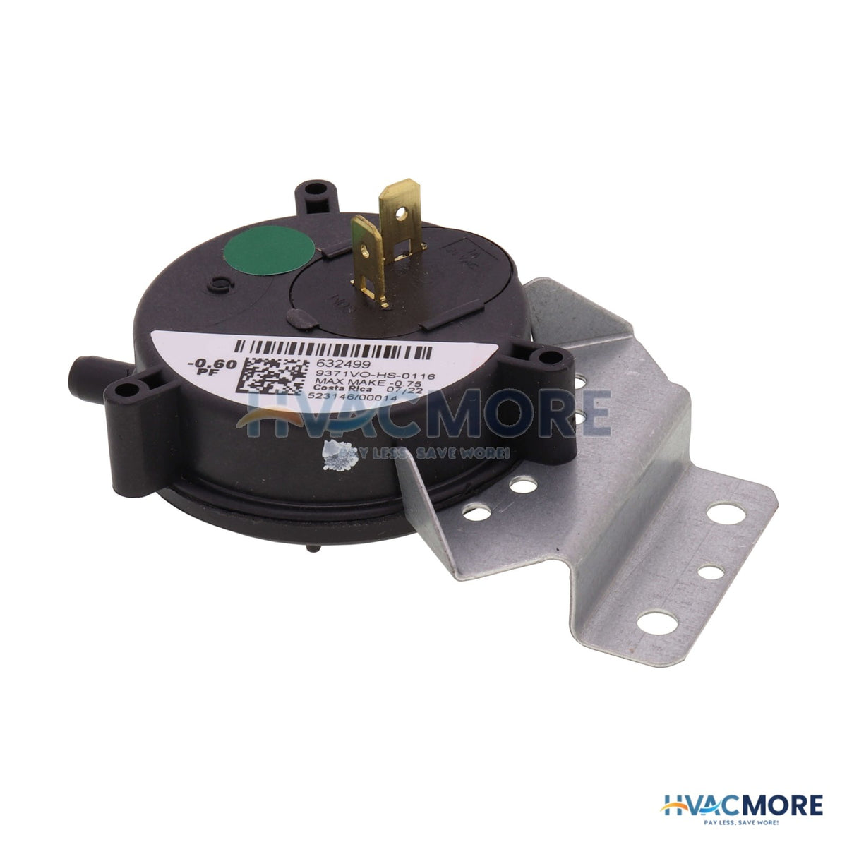 Nordyne 0.60"WC SPST Pressure Switch 632499R