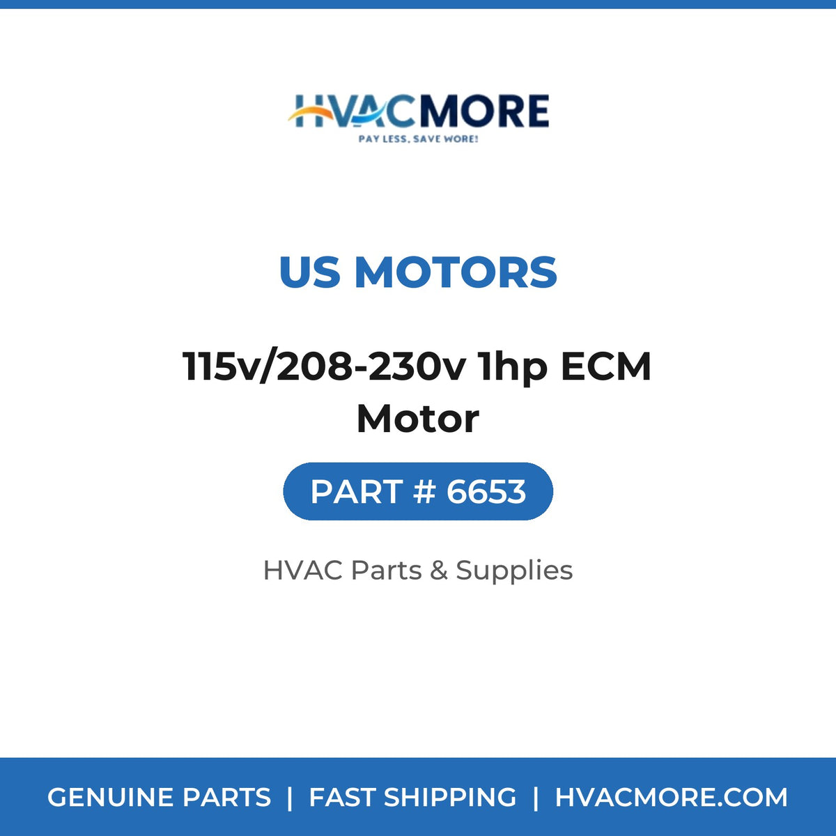 US Motors 115v/208-230v 1hp ECM Motor 6653