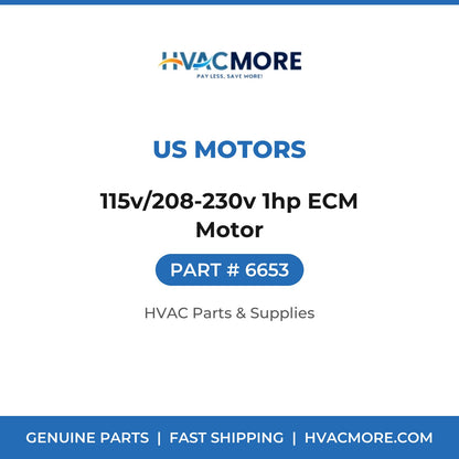 US Motors 115v/208-230v 1hp ECM Motor 6653